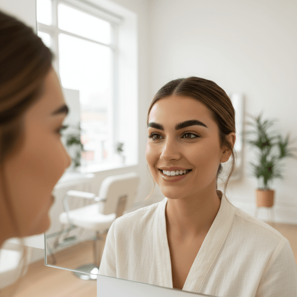 Client pleased with brow styling results